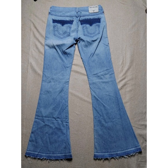 True Religion Jeans Women's 31 Blue Karlie Low Rise Bell Bottom Flare Denim - Picture 6 of 9